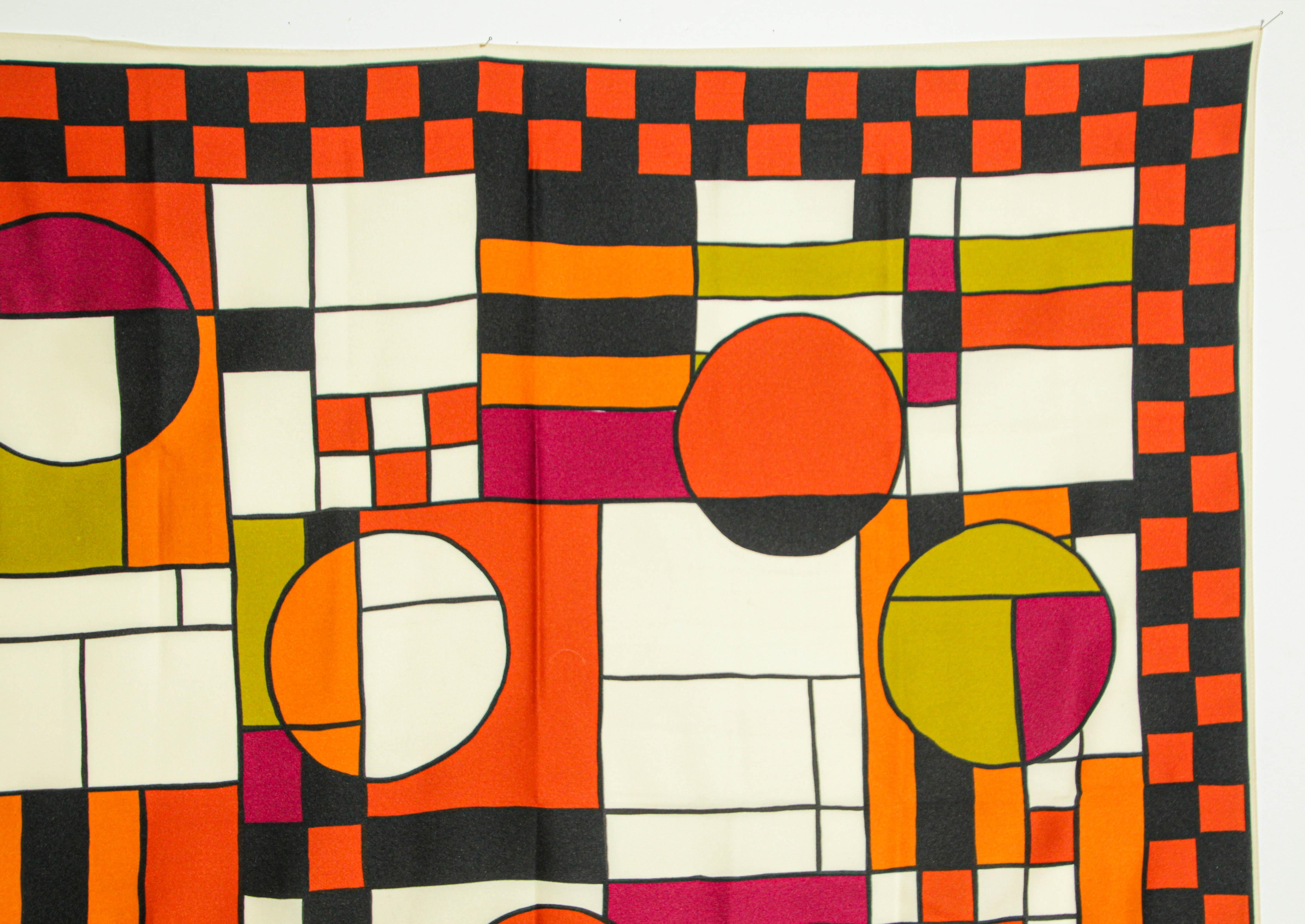 Vintage Frank Lloyd Wright Bauhaus Style Design Scarf In Good Condition For Sale In North Hollywood, CA