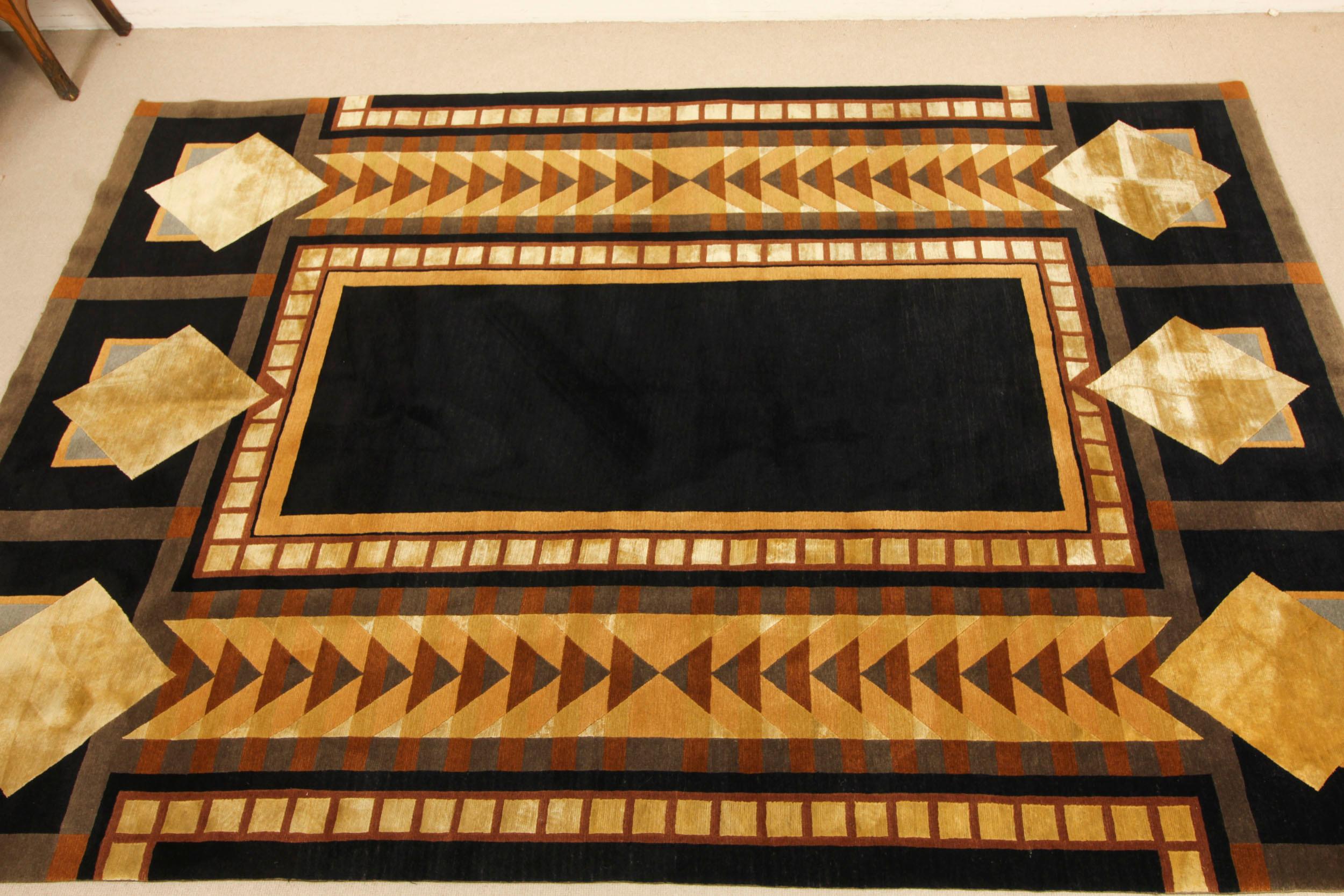 Chinois Tapis Imperial Squares vintage Frank Lloyd Wright 183 x 275 cm 20ème siècle en vente