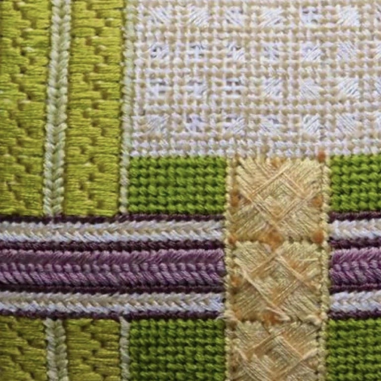 Vintage Frank Lloyd Wright Style Needlepoint Throw Pillow For Sale at