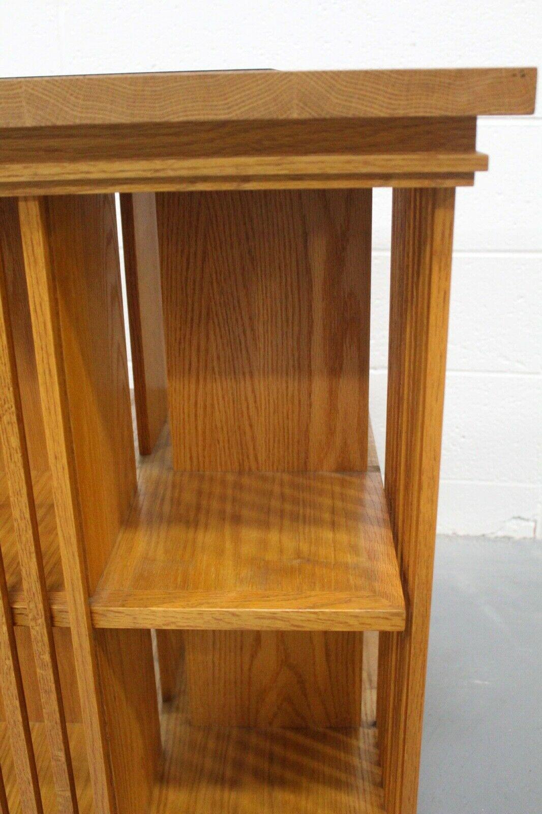 Vintage Frank Lloyd Wright Style Rotating Bookcase Shelf Architectural Storage 1