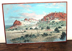 Vintage Australian Outback Painting, Hand-Painted Canvas, 20th Century