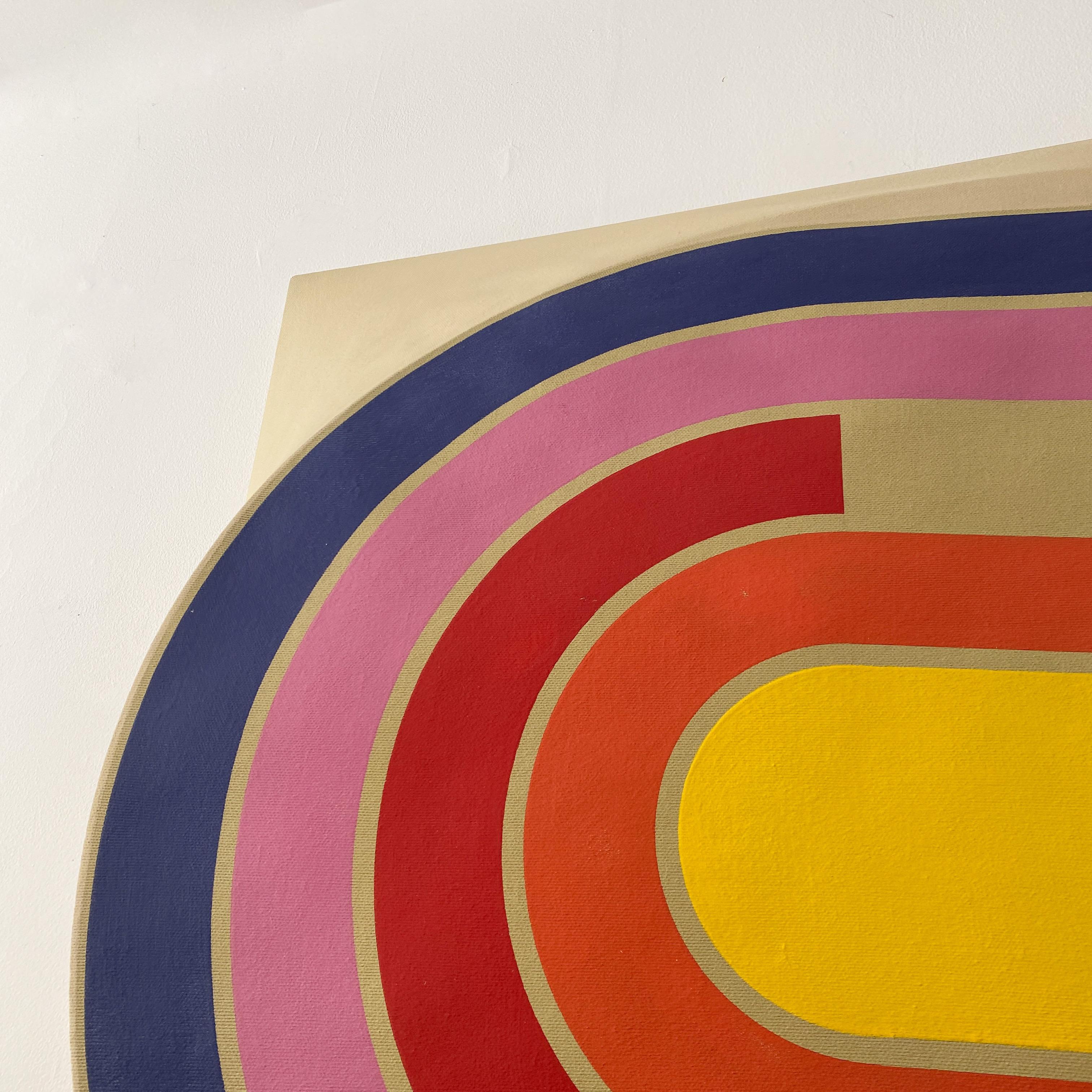 Peinture pop acrylique minimaliste vintage de style Frank Stella, signée Manuella 70 en vente 7