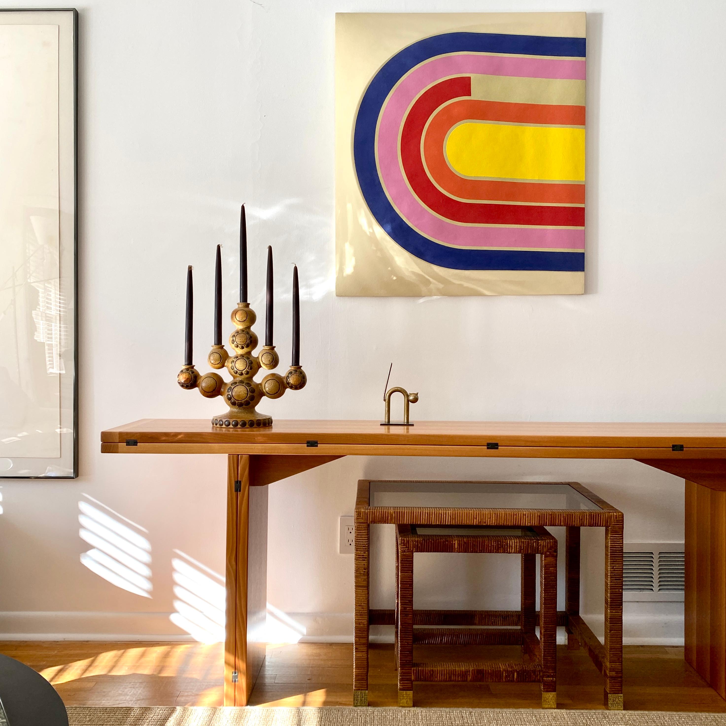Peinture pop acrylique minimaliste vintage de style Frank Stella, signée Manuella 70 en vente 12