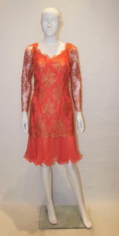 Vintage Frank Usher Orange Cocktail Dress