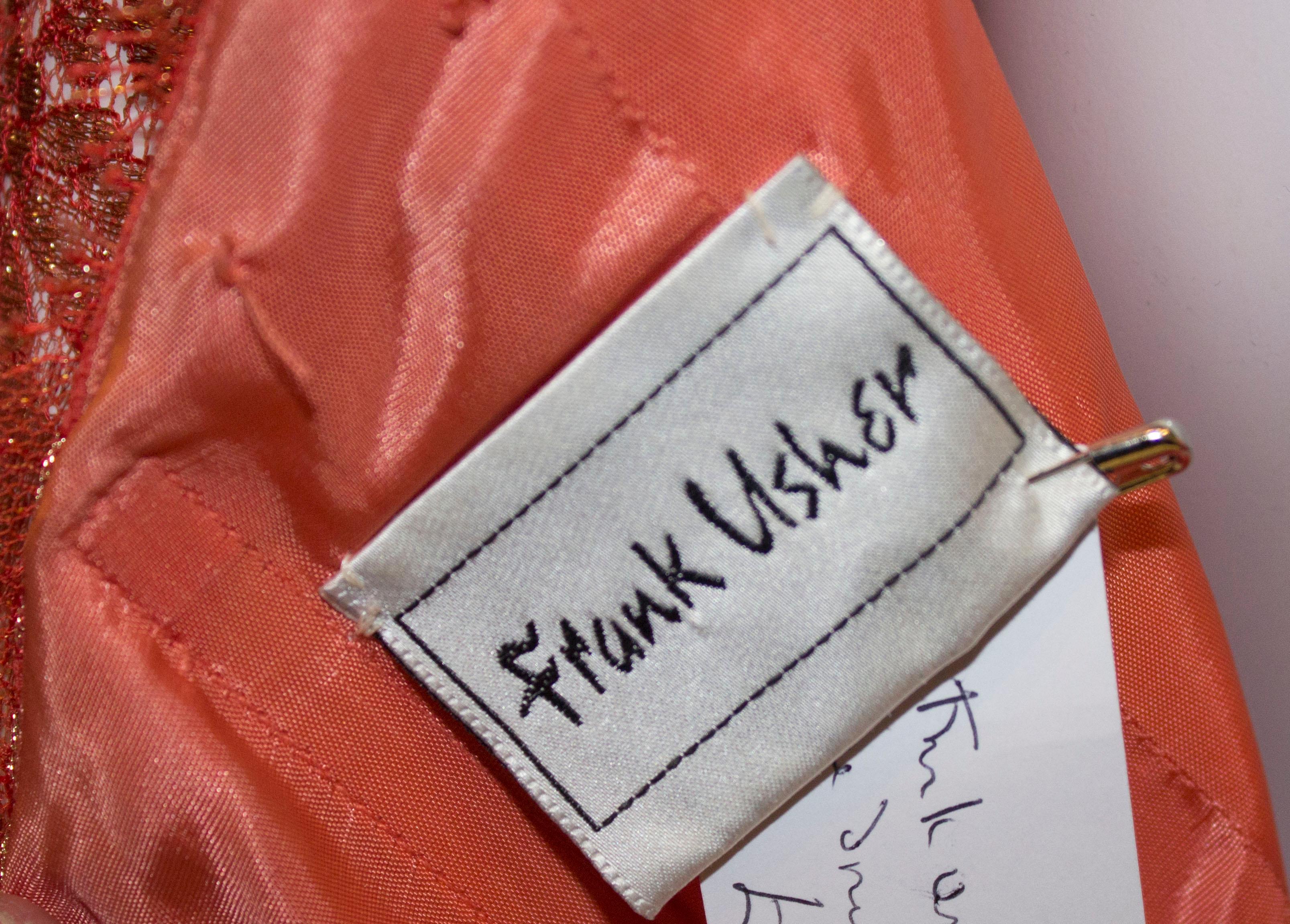 Women's Vintage Frank Usher Orange Cocktail Dress For Sale