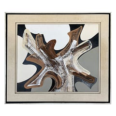 Vintage Frank Walcutt Mixed Media Abstract Painting, 1970s