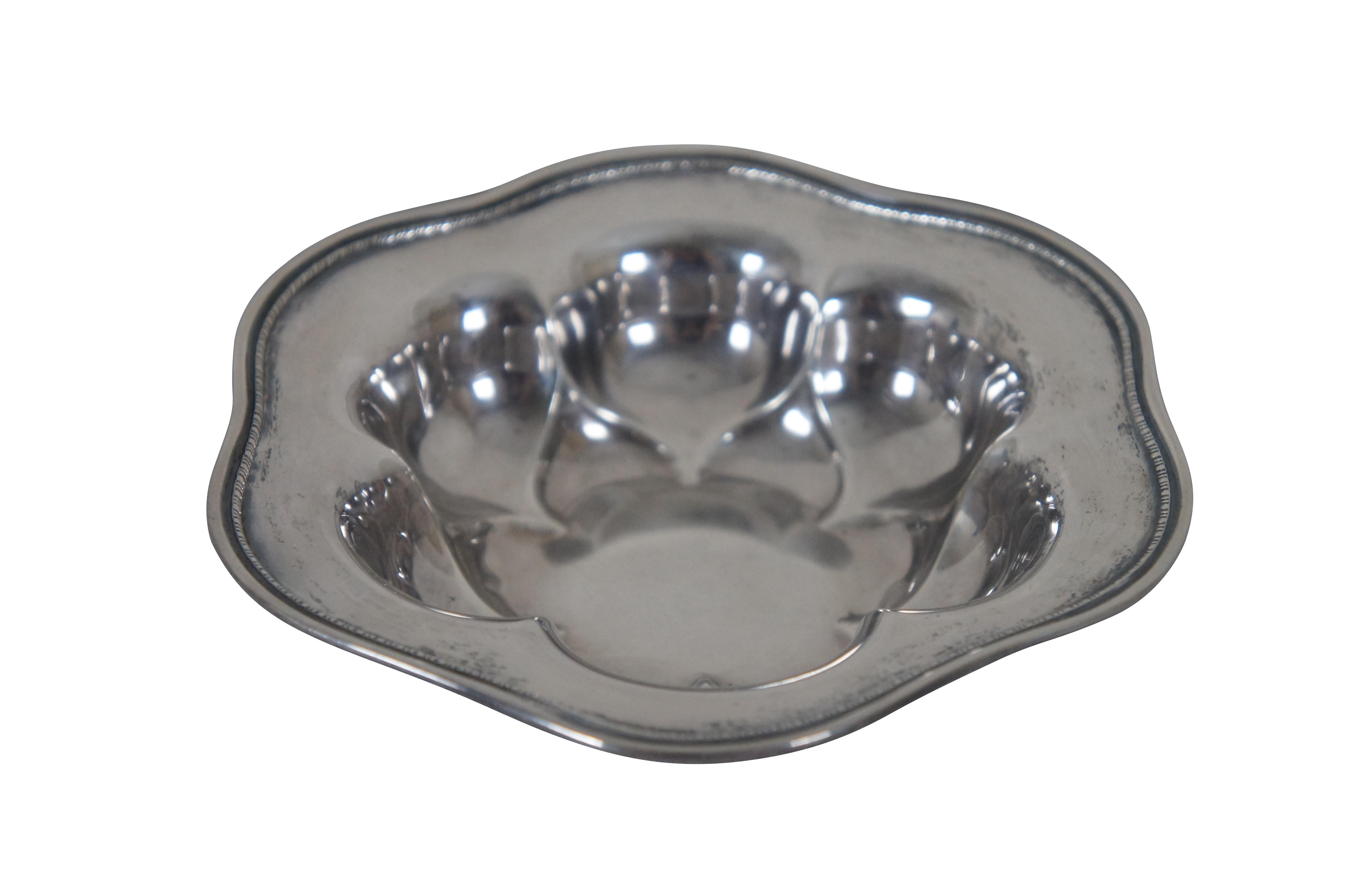 Vintage Frank Whiting scalloped hexagon form sterling silver candy / bon bon / nut dish or bowl, B837.  104 grams, 6