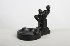 Cendrier de bureau vintage de style Frankart, des années 1930, Art déco, en spelter, représentant une femme nue