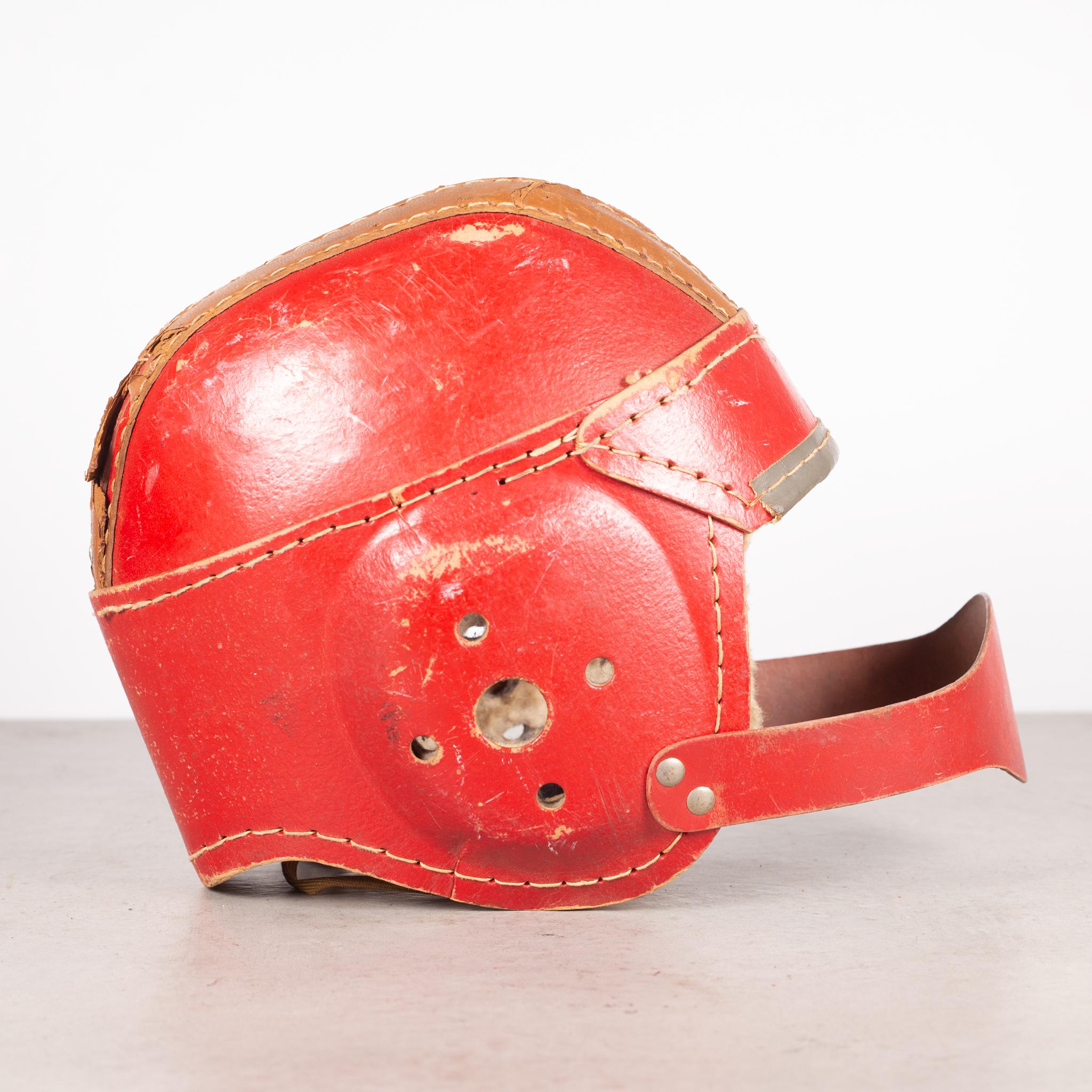 1930-1940s Four Strap Heisman Trophy Leather Football Helmet