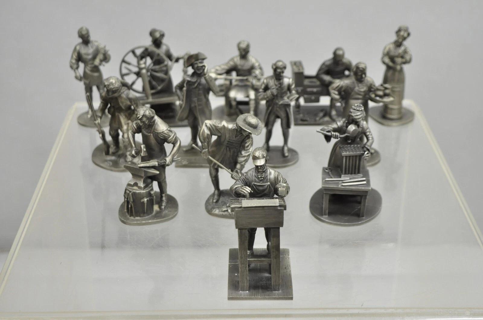 Altro Set completo di figurine in peltro di Franklin MInt 1974 People of Colonial America in vendita