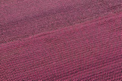 Vintage Frazada Kilim in Pink and Black Geometric Striped Pattern - Rug & Kilim