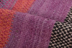 Vintage Frazada Square Kilim in Vibrant Polychrome Striped Pattern - Rug & Kilim