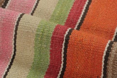 Vintage Frazada Square Kilim in Vibrant Polychrome Striped Pattern - Rug & Kilim