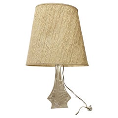 Vintage French Daum Crystal Lamp, Pine Tree Pattern, Signed With Original Shade