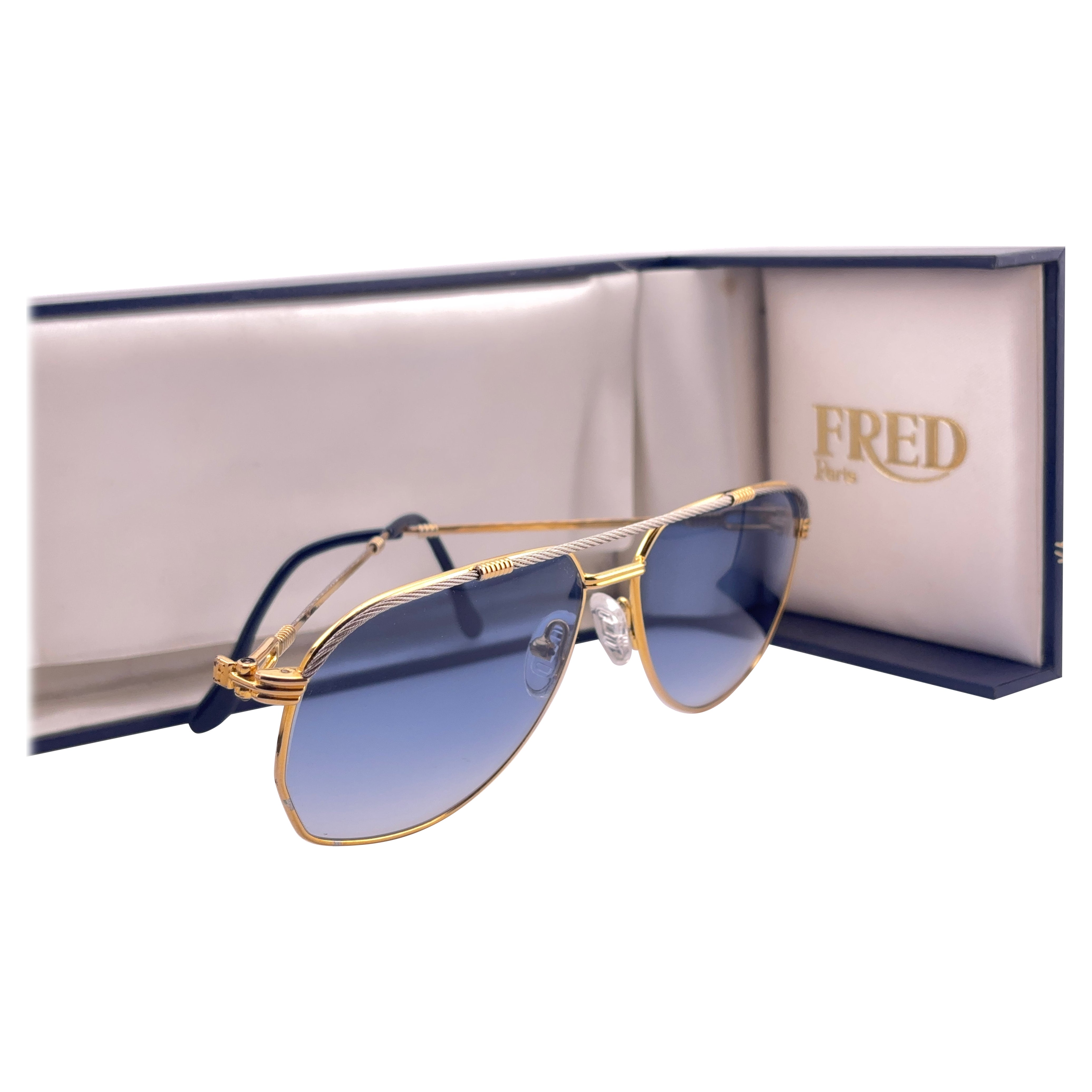 Lunettes de soleil vintage Fred Cup Platinum White Gold 1980
s Sunglasses