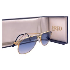 Vintage Fred America Cup Sunglasses Platinum White Gold 1980's Sunglasses