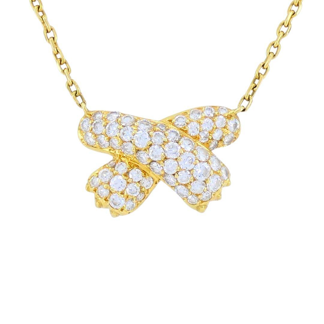 Vintage Fred Paris - Collana con nastro di diamanti in oro 18k In condizioni buone in vendita a Beverly Hills, CA