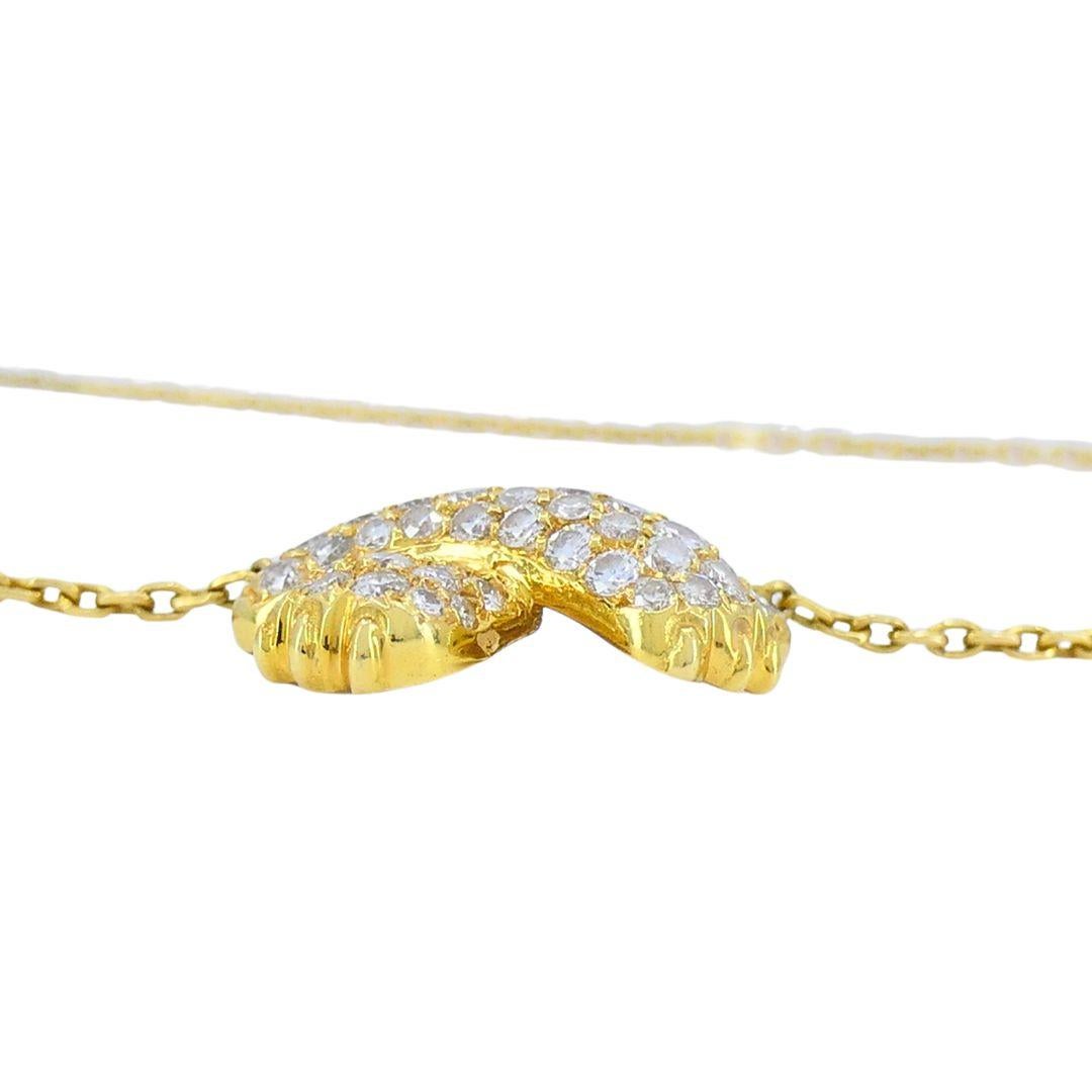 Donna Vintage Fred Paris - Collana con nastro di diamanti in oro 18k in vendita
