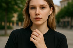 Vintage Fred Paris 18k Rose Gold Rose Quartz Stacking Solitaire Ring Size 6.75