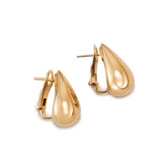 Vintage Fred Paris 18K Yellow Gold Large Teardrop Clip-on Earrings