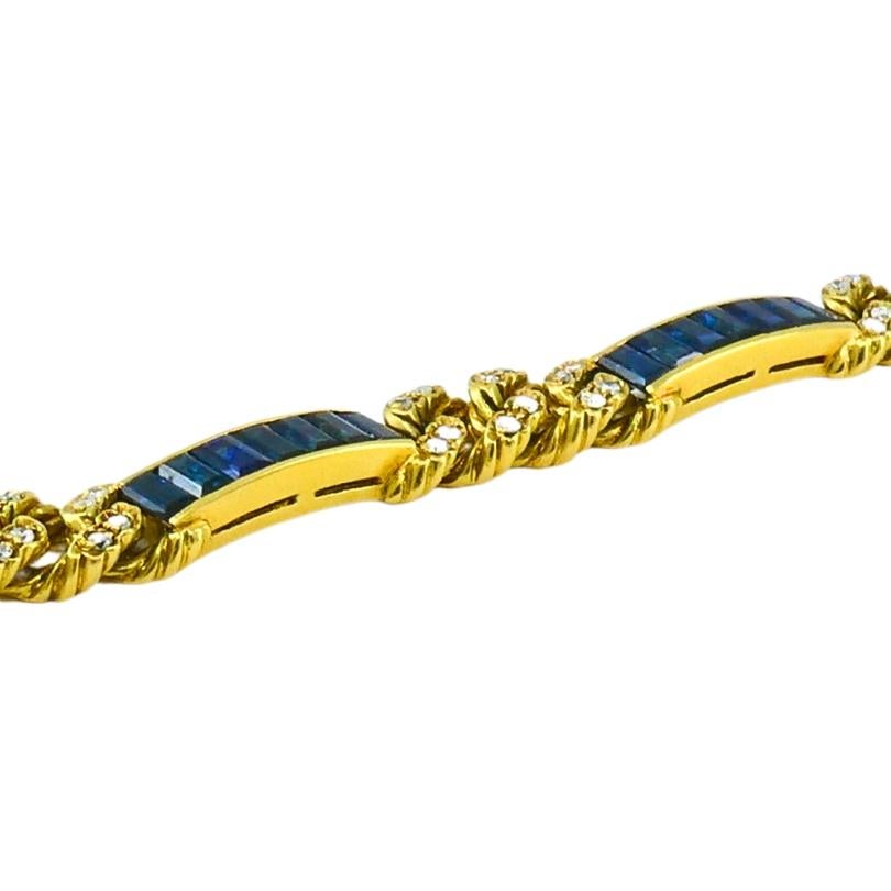 Vintage Fred Paris Bracciale Zaffiro Diamante Oro 18k in vendita 1