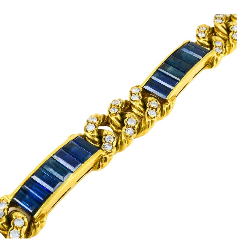 Vintage Fred Paris Bracciale Zaffiro Diamante Oro 18k in vendita 2