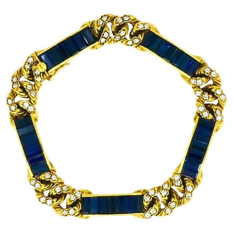 Vintage Fred Paris Bracelet Sapphire Diamond 18k Gold