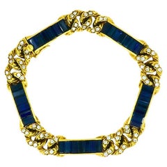 Vintage Fred Paris Bracelet Sapphire Diamond 18k Gold