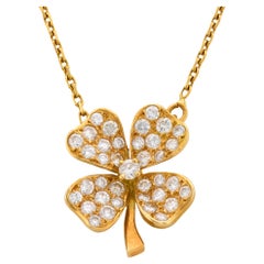 Vintage Fred Paris Diamant 18k Gelbgold Kleeblatt-Halskette
