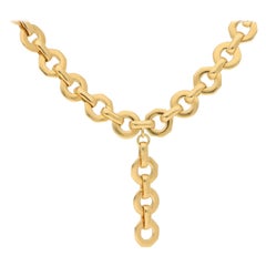 Vintage Fred Paris Fancy Rolo Link Necklace in Yellow Gold