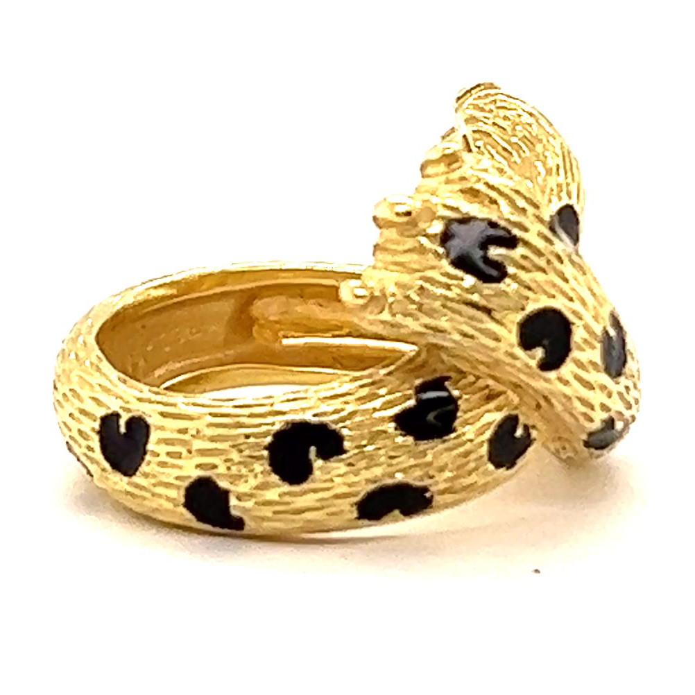 Französischer Vintage Fred Paris Leopardenring aus 18 Karat Gold und schwarzer Emaille 1