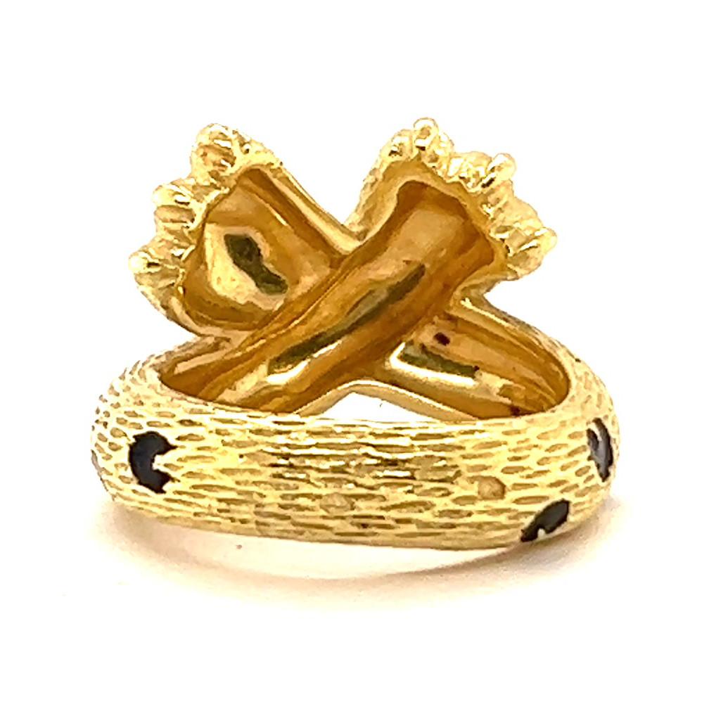 Französischer Vintage Fred Paris Leopardenring aus 18 Karat Gold und schwarzer Emaille 2
