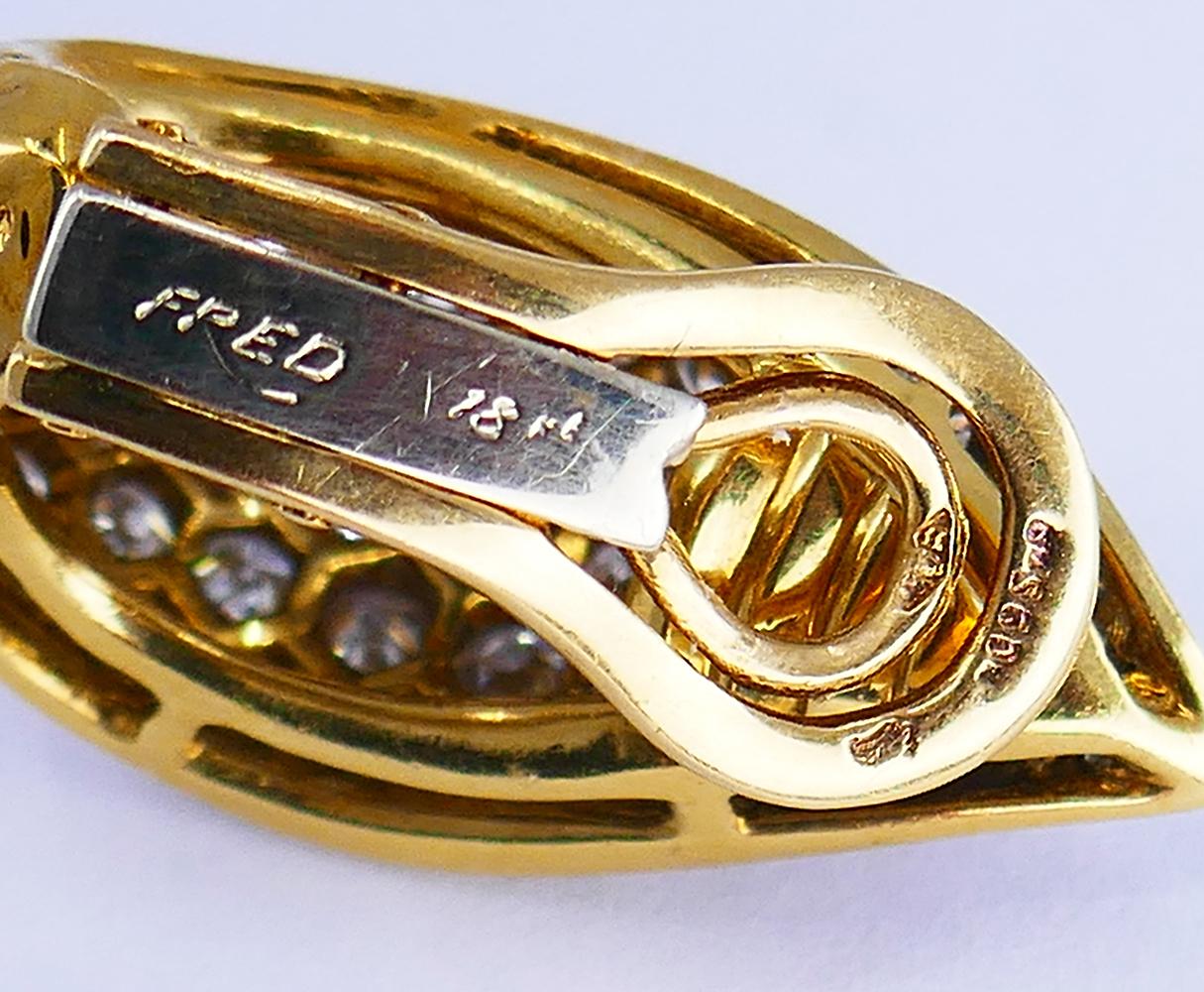 Vintage Fred Paris Halskette Ohrringe Set 18k Gold Diamant Französisch Estate Jewelry 6