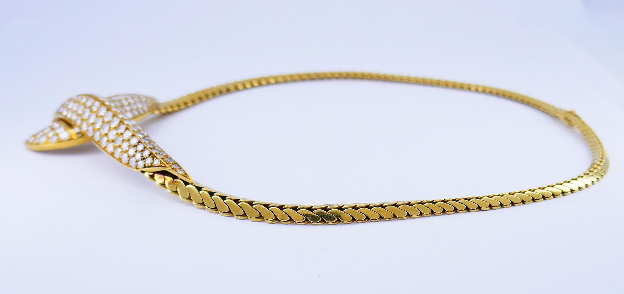 Vintage Fred Paris Necklace Earrings Set 18k Gold Diamond French Estate Jewelry Pour femmes en vente