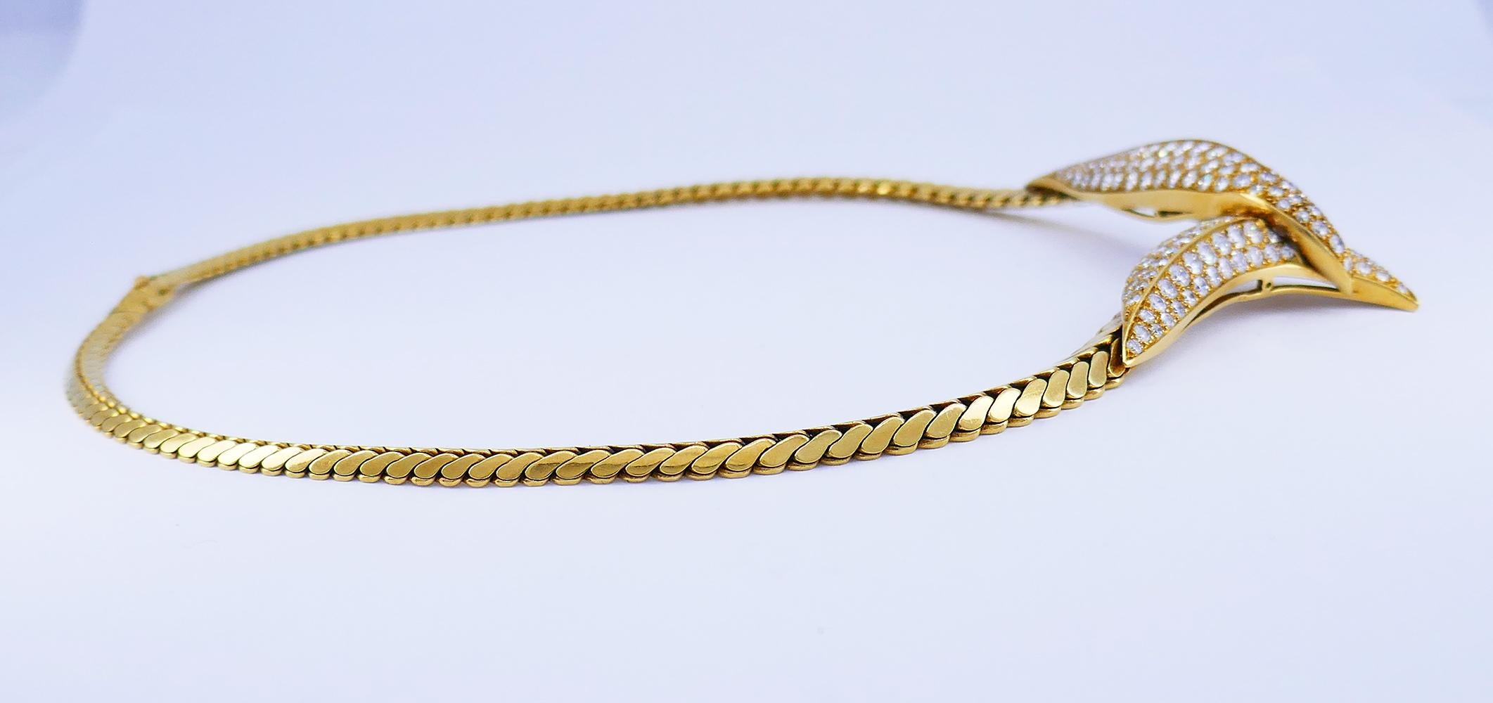 Vintage Fred Paris Necklace Earrings Set 18k Gold Diamond French Estate Jewelry en vente 1