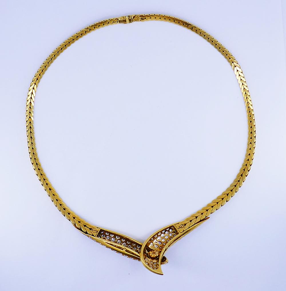 Vintage Fred Paris Necklace Earrings Set 18k Gold Diamond French Estate Jewelry en vente 2
