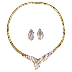 Vintage Fred Paris Necklace Earrings Set 18k Gold Diamond French Estate Jewelry