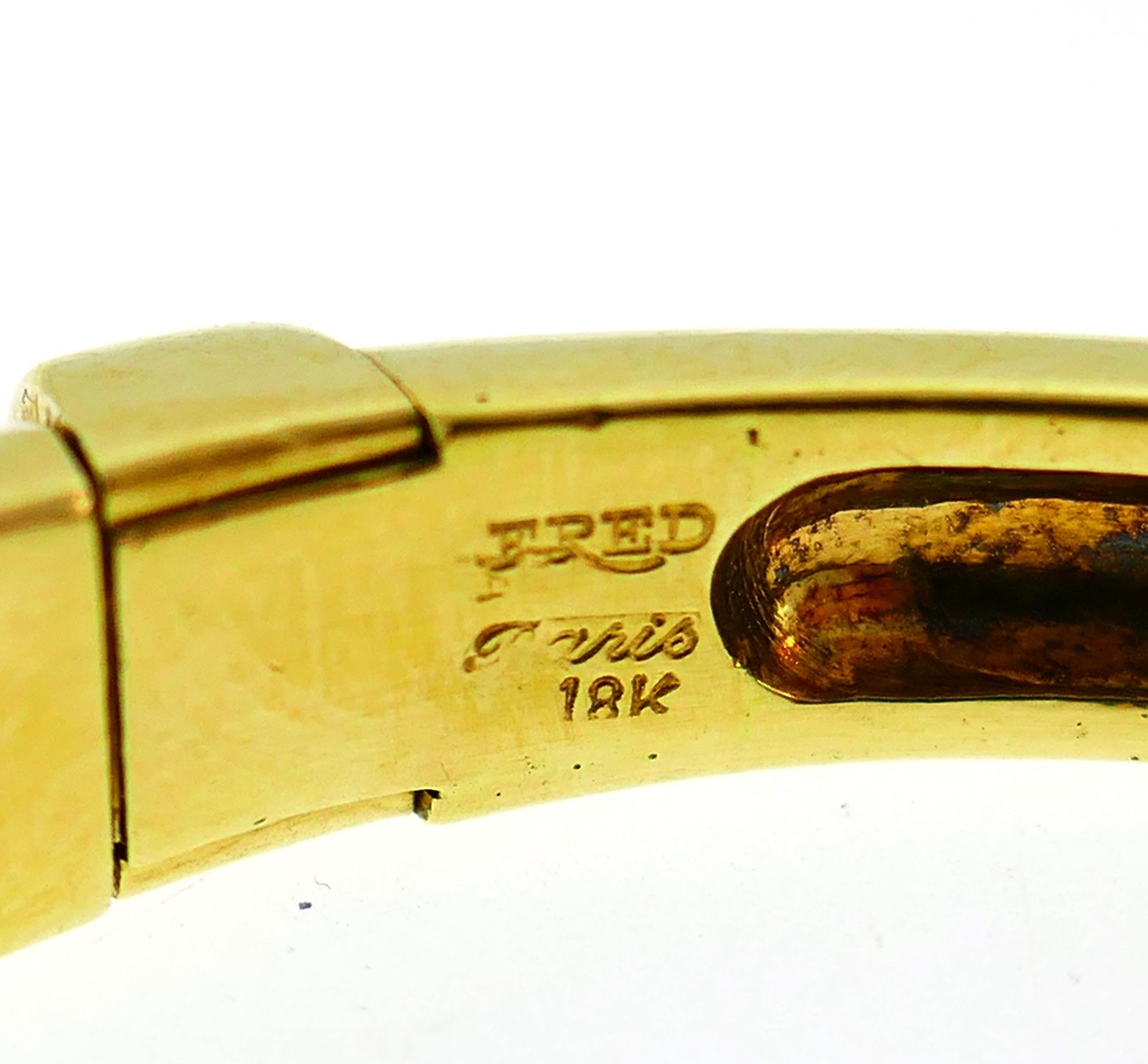 Vintage Fred Paris Ruby 18k Gold Bangle Bracelet 1
