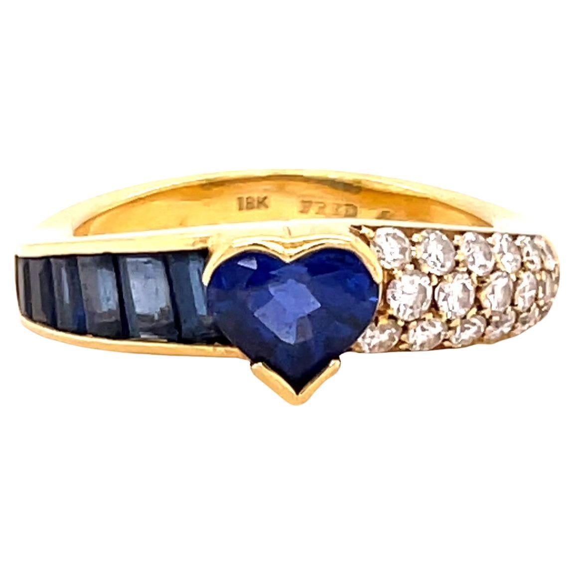Vintage Fred Paris Sapphire Diamond 18 Karat Gold Ring