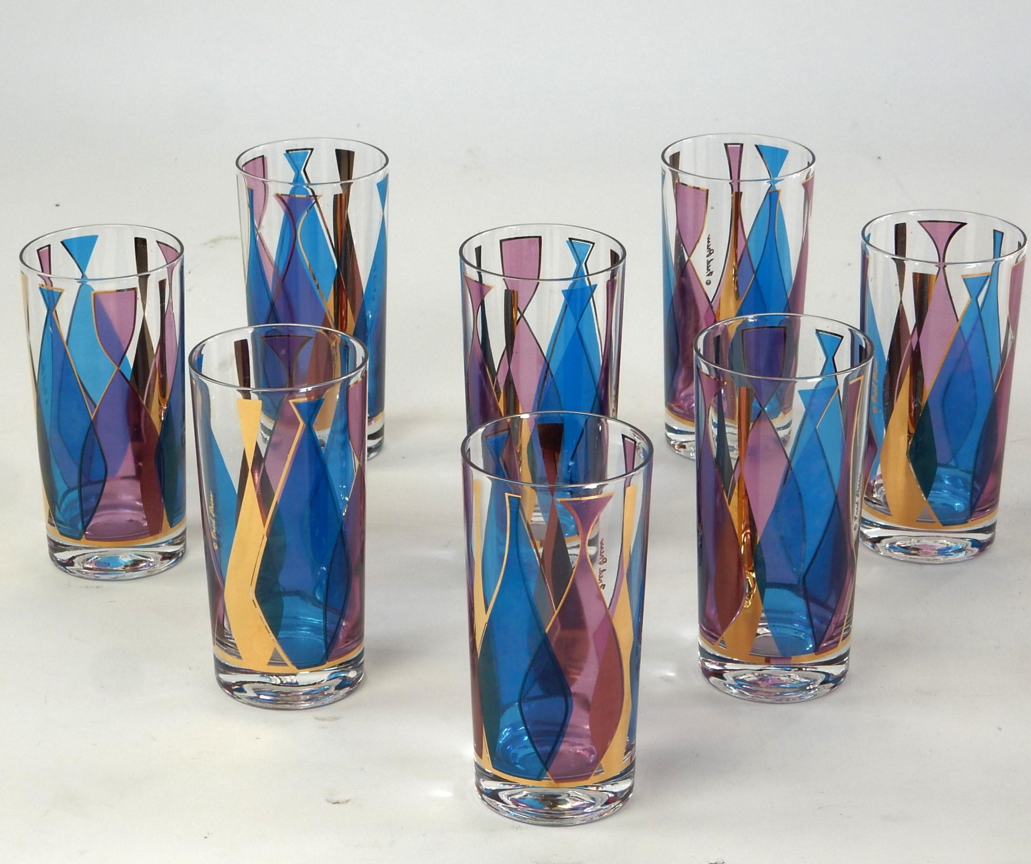Vintage Fred Press Barware Glasses set Mid-Century Decanters  For Sale 2