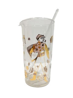 Vintage Fred Press Cocktail Pitcher & Stirrer in the Derby Time Pattern