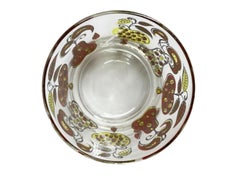 Vintage Fred Press Designed Rocks Glasses with Translucent Enamel Pears & Apples