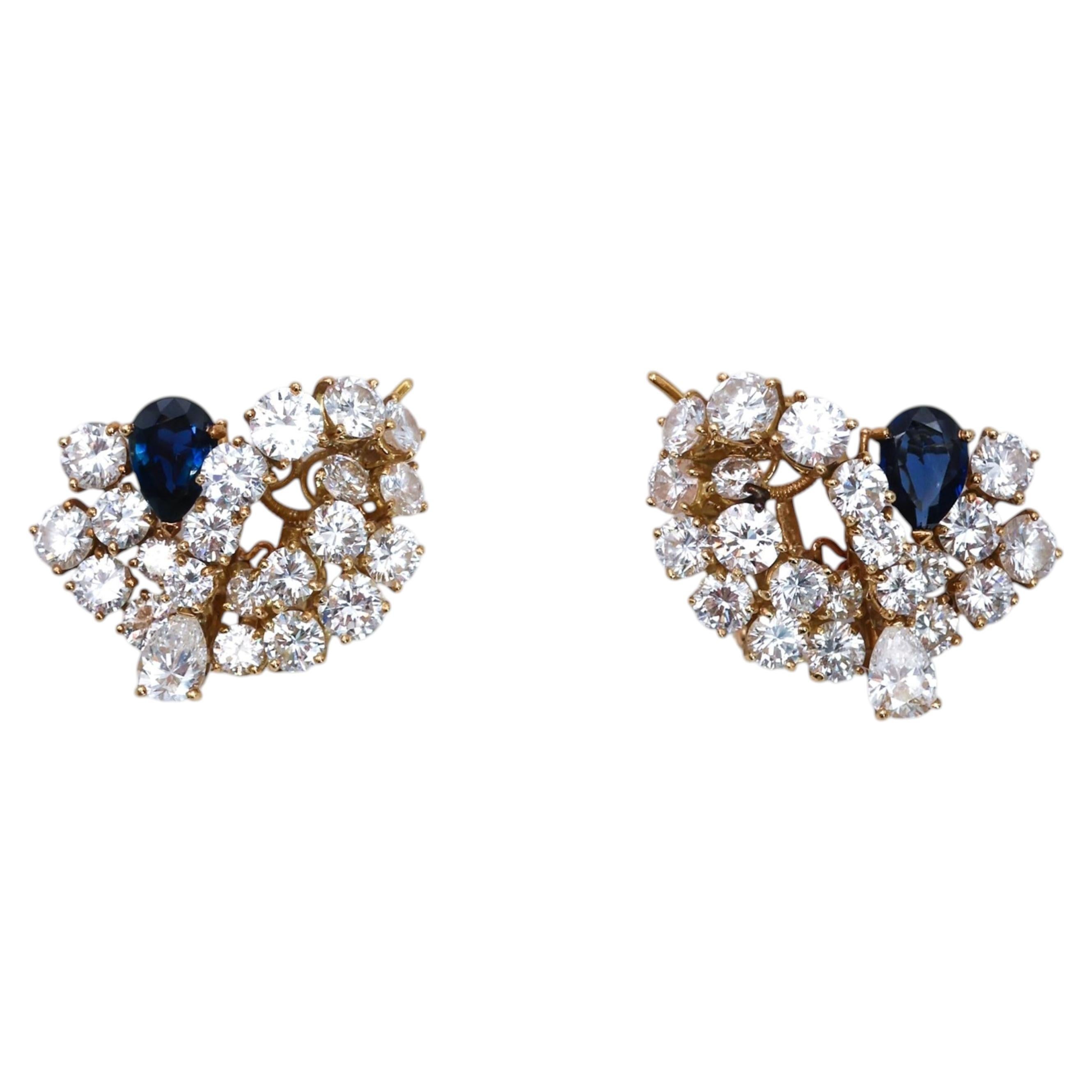 Orecchini vintage FRED con zaffiri, diamanti e oro, intorno al 1960