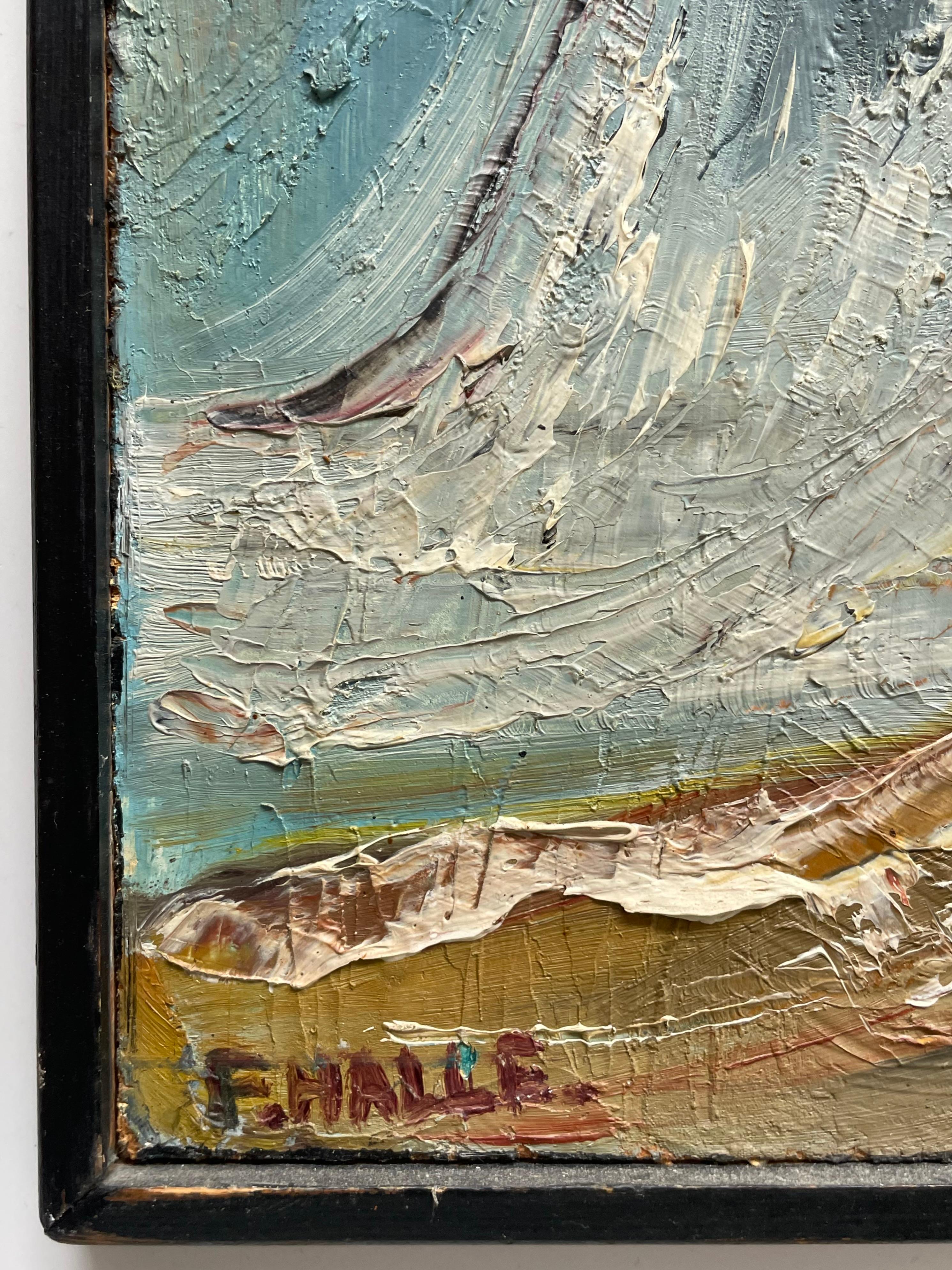 Vintage Freddy Halle Dänische Mitte des Jahrhunderts expressionistische Ölgemälde von Bäumen (20. Jahrhundert) im Angebot