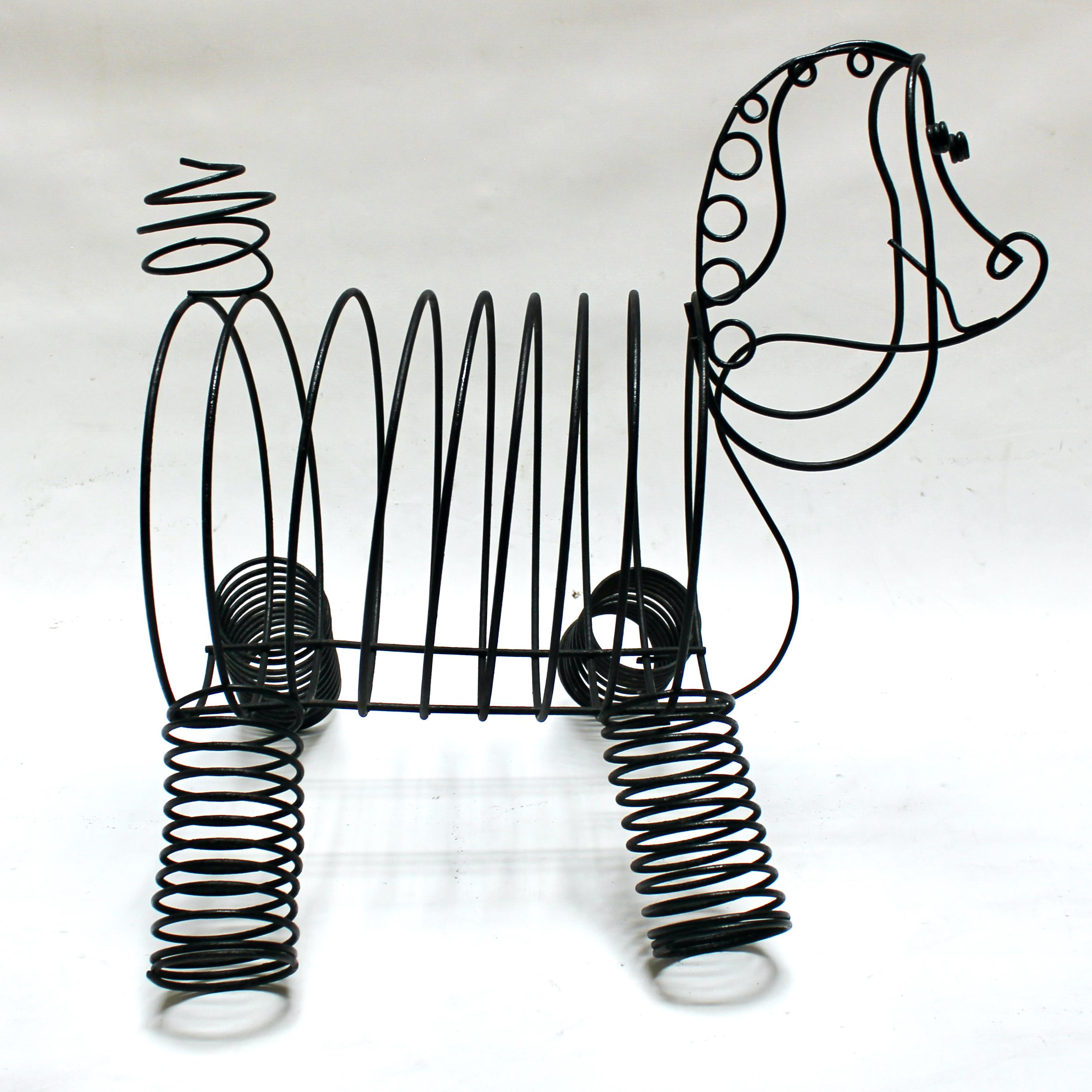 Mid-Century Modern Vintage Frederic Weinberg Black Metal Poodle Magazine Holder