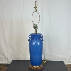Vintage Frederick Cooper Blue Crackle Glaze Ceramic Table Lamp