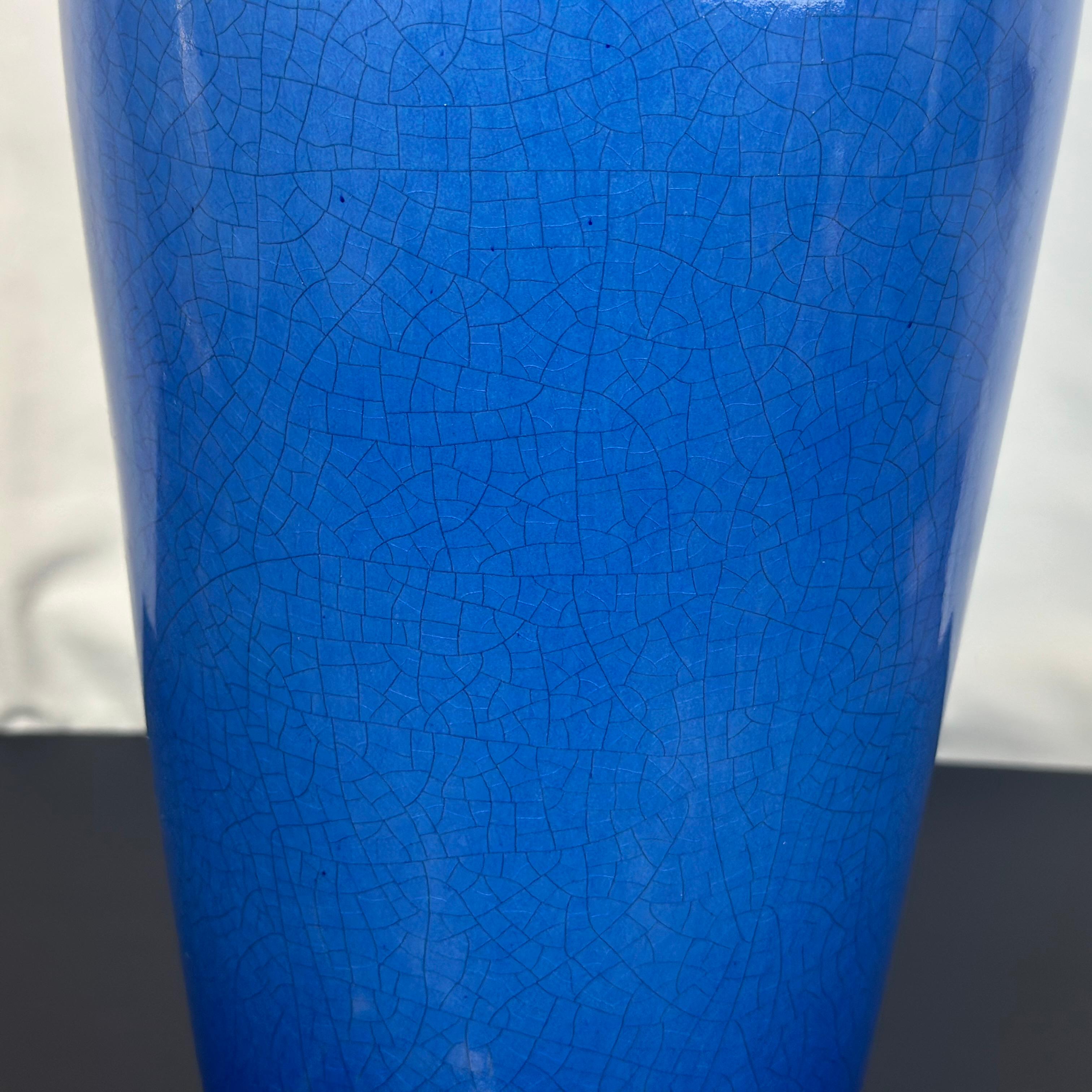 Vintage Frederick Cooper Blue Crackle Glaze Ceramic Table Lamp For Sale 2