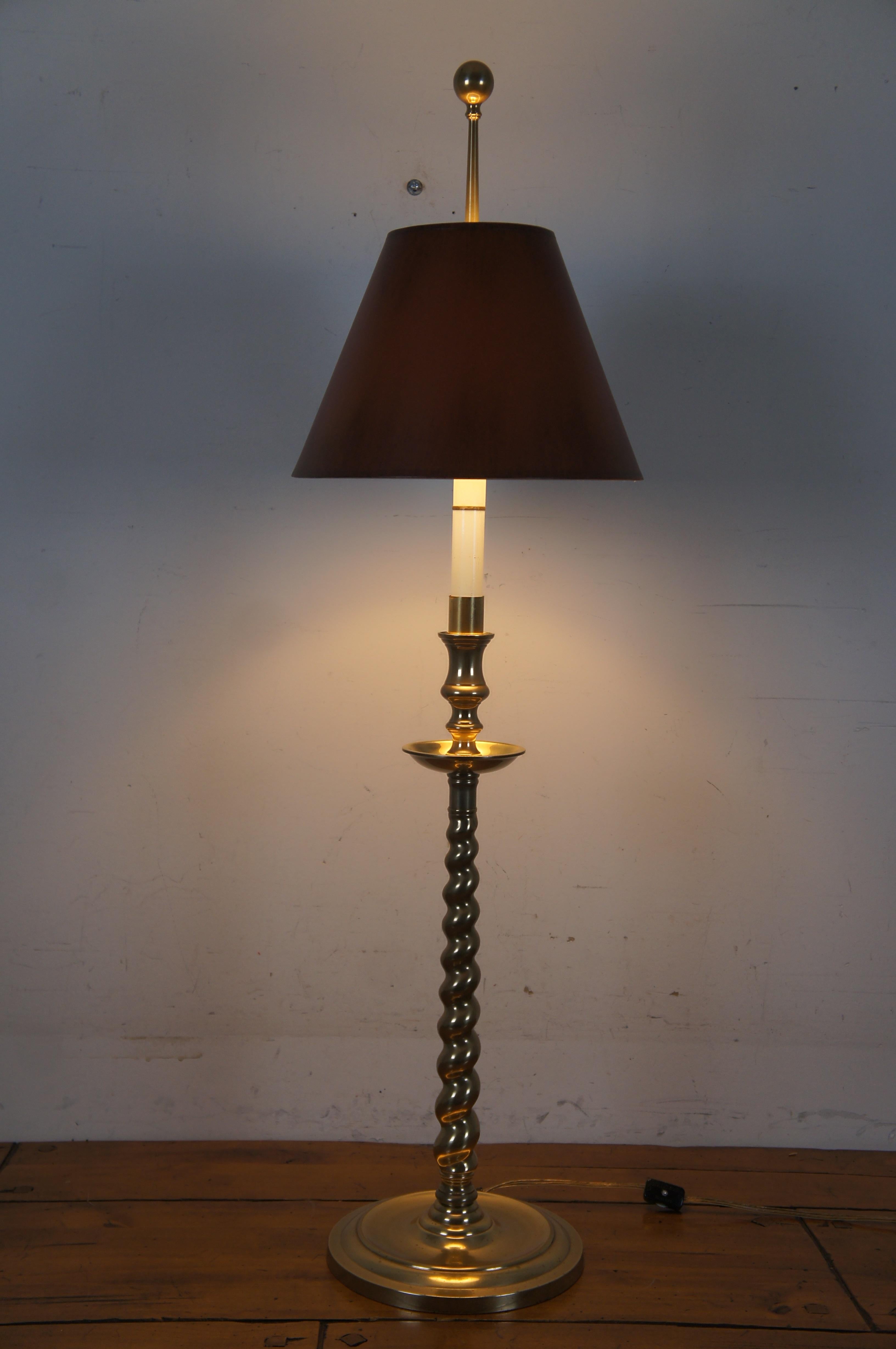 Vintage Frederick Cooper Brass Barley Twist Altar Candlestick Buffet Lamp 5