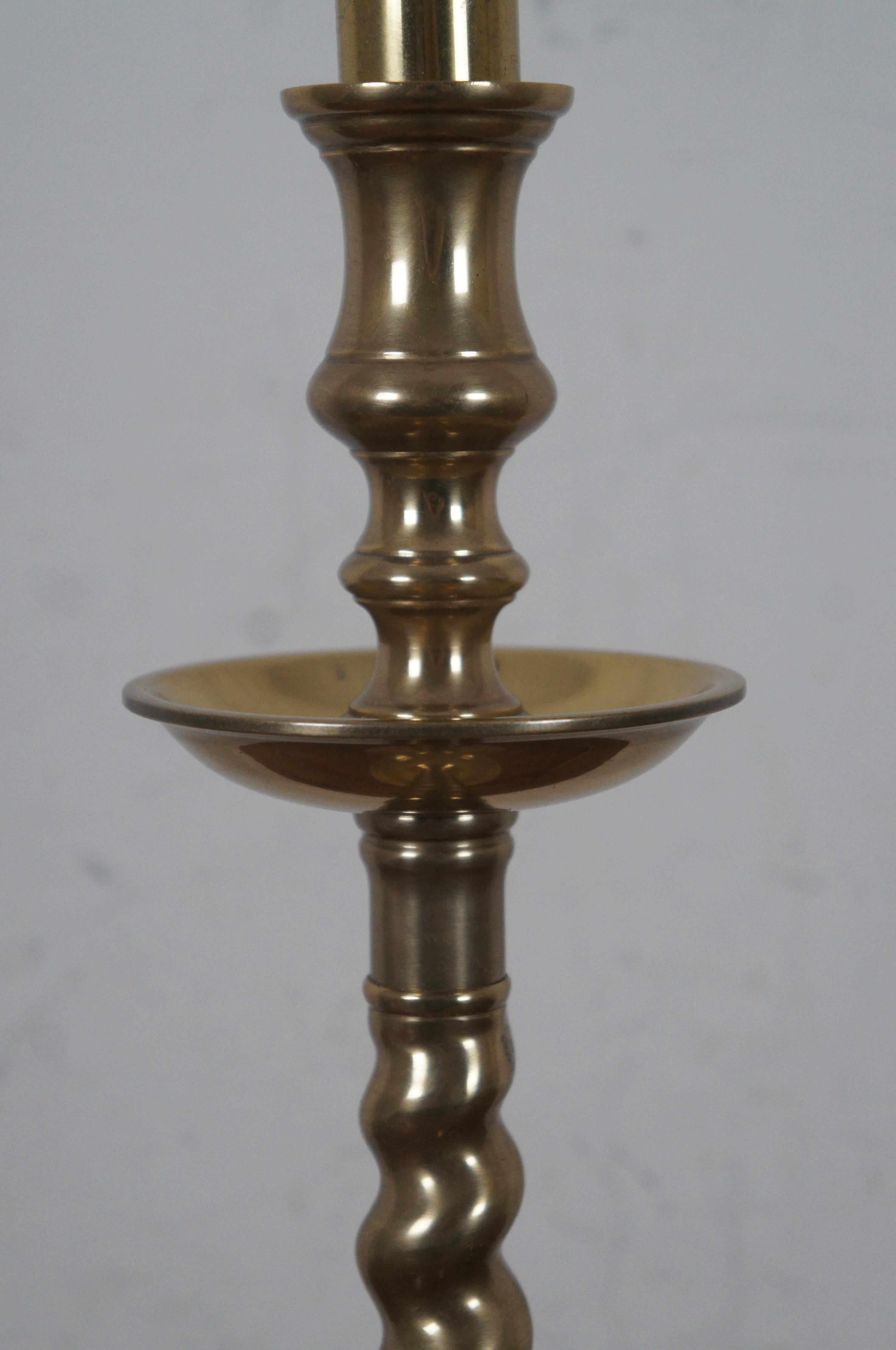 Vintage Frederick Cooper Brass Barley Twist Altar Candlestick Buffet Lamp In Good Condition For Sale In Dayton, OH
