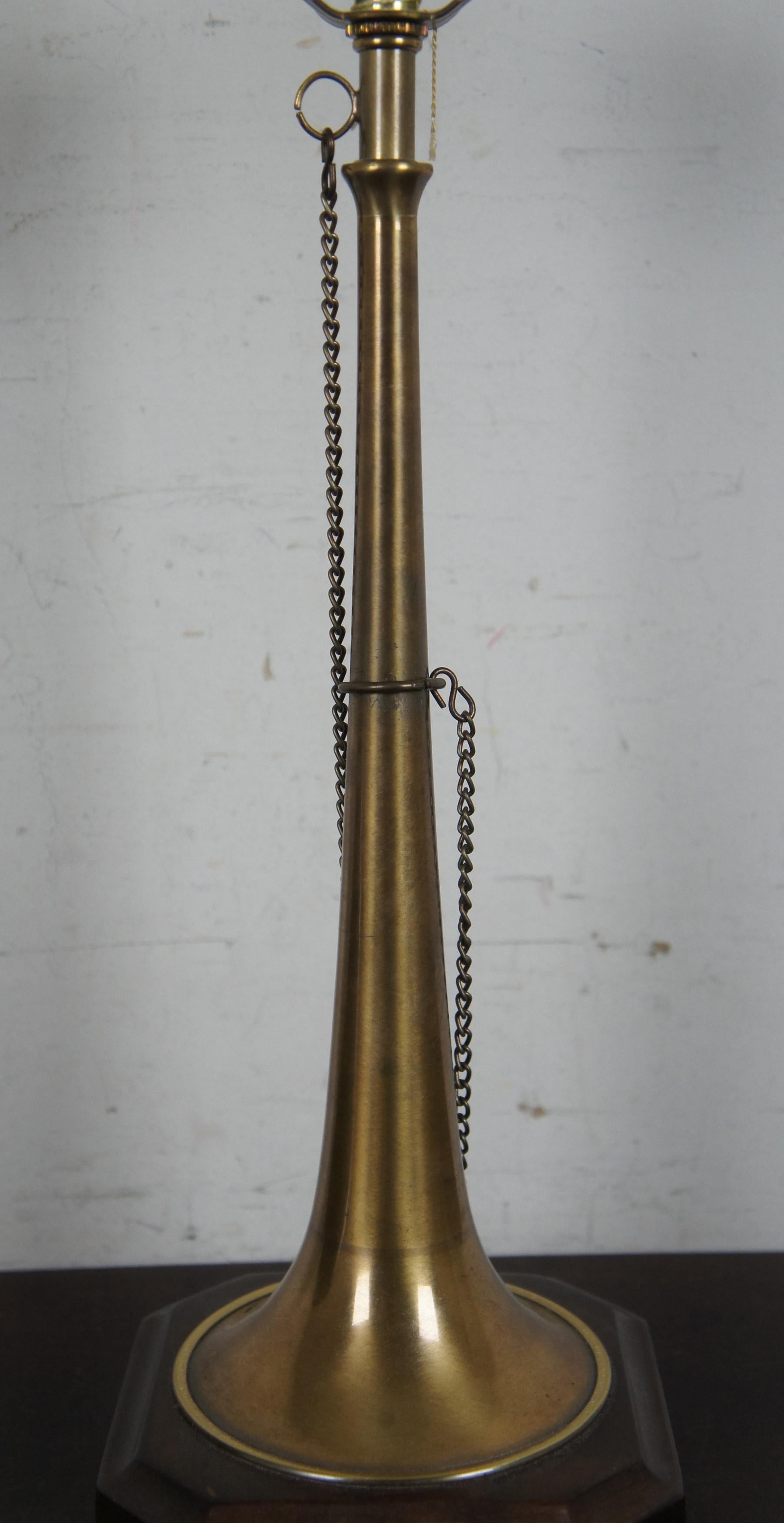 Vintage Frederick Cooper Brass Trumpet Horn Table Lamp Hollywood Regency 2